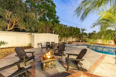 Pool and fire pit backyard in luxury Anaheim home