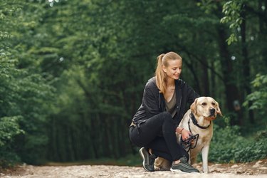 Portrait of a woman with her beautiful dog